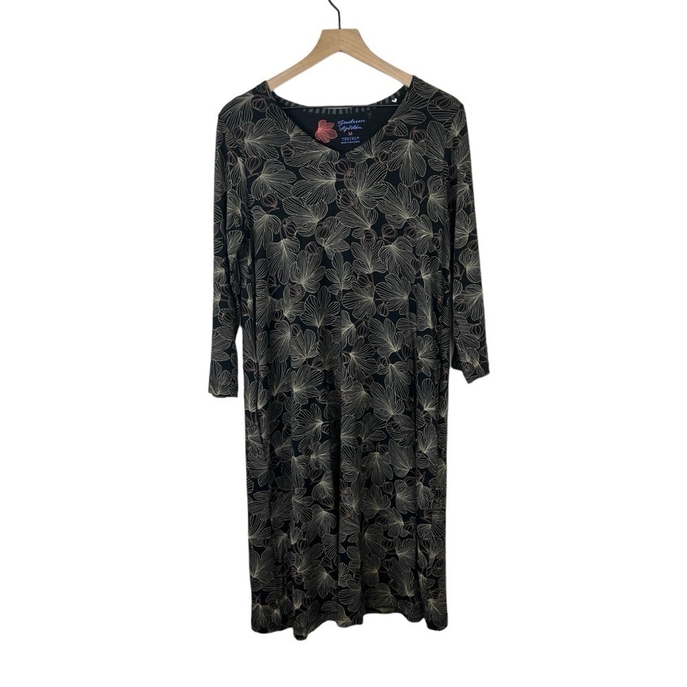Gudrun Sjoden Floral Midi Tencel Knit Dress Lagenlook